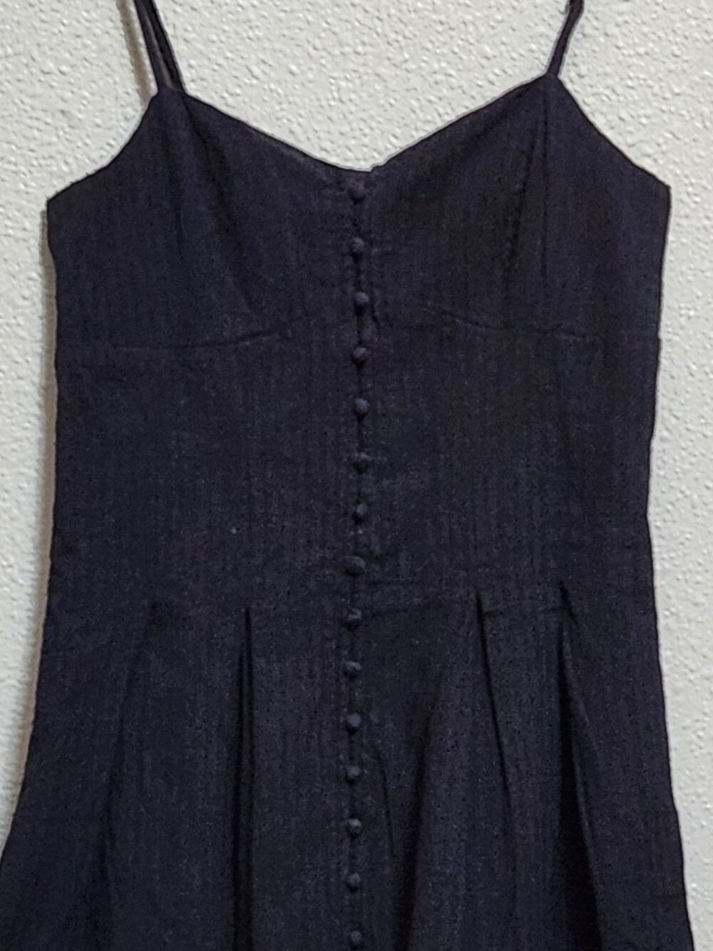 AMERICAN EAGLE Black Button Front Smocked Mini Sun Dress - Small - NWT NEW - Picture 2 of 5